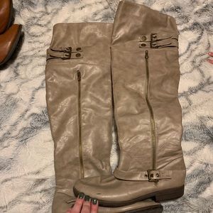 Tan faux leather boots